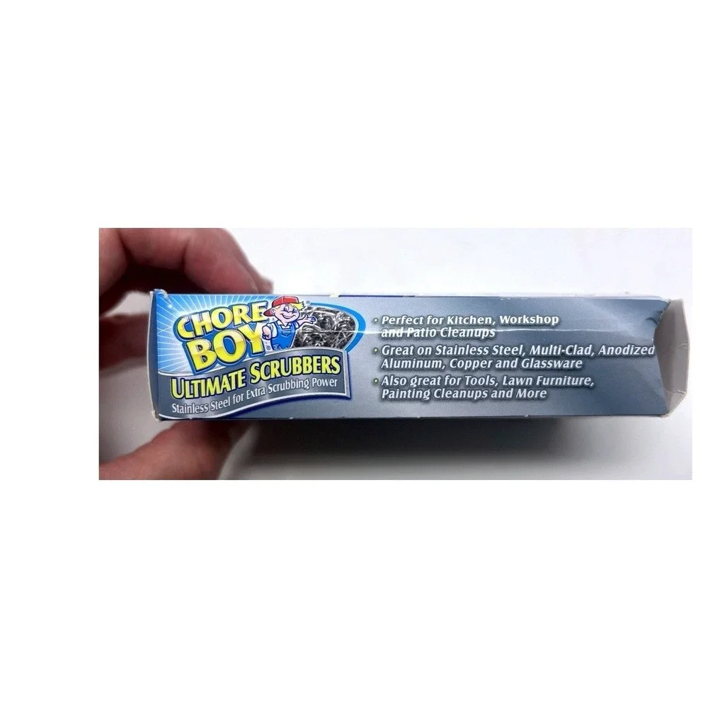 7 Chore‎ Boy Stainless Steel Scrubbers 2 pack = 14 scrubbers Outer Box Crushed